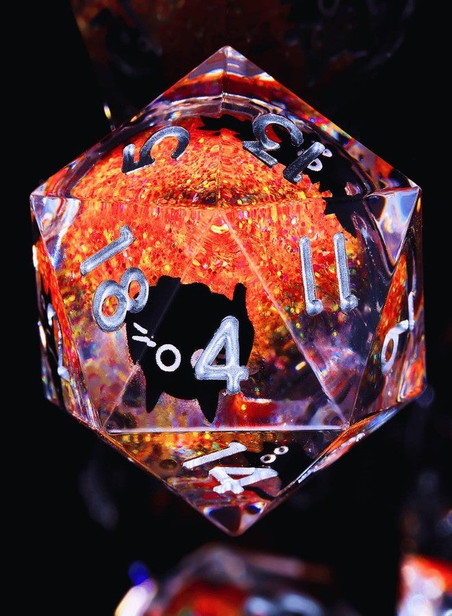 Froggod Single Liquid Core Cat D20 Dice - 22mm Sharp Edge Role Playing Dice for DND, RPG, Tabletop Games - 20 Sided Resin D&D Dice, Cathead Engraving(Orange) - Image 2